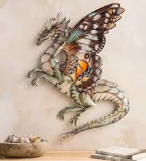 This Stunning Handcrafted Metal And Capiz Butterfly Wing Dragon Wall Art Is Truly A Unique Addition To Any Home Decor Dragon Wall Art Dragon Wall Dragon Wings