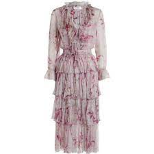 Zimmermann Winsome Tier Dress 1300 Liked On Polyvore Featuring Dresses Flower Sheer Long Sleeve Dress Long Sleeve Jersey Dress Purple Long Sleeve Dress