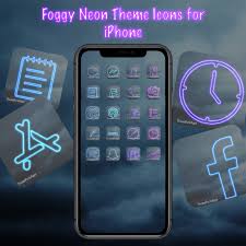 Foggy Neon Theme For Ios 14 Etsy Iphone Icon Iphone Neon