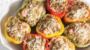 Chef John Folse S Eggplant Stuffed Bell Peppers With River Shrimp Recipe Stuffed Peppers Stuffed Bell Peppers Chef John Folse