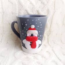 Decorated Mug Christmas Xmas Gift Christmas Snowman Unique Etsy In 2021 Polymer Clay Christmas Polymer Clay Crafts Clay Crafts