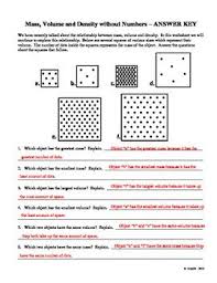 Mass Volume And Density Without Numbers Density Worksheet Chemistry Worksheets Matter Science