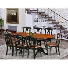Modern and sophisticated,this dining table set includes 1 dining table and 4 upholstered dining chairs,elegant touch and smooth surface to place food & drinks.kitchen table set dining table set table and chairs set dining room table set. Plke9 Bch Black Cherry Rubberwood Dining Table With 8 Chairs