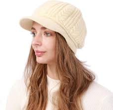 AIDIER Damen Winter Warme Strickmütze mit Visier Krempe Baskenmütze mit  Weichem Dickes Gefütterte Klassisch Gehäkelte Mütze Frauen Strick  Ballonmütze Slouchy Wintermütze Fleece Mütze für Damen : Amazon.de: Fashion