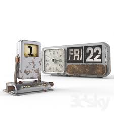 Old Calendars With Clock Clock 3d Model 3d Decor