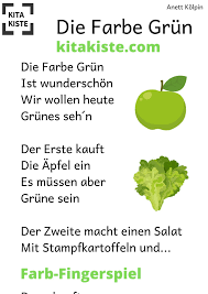 Die Farbe Grun Fingerspiel Krippe Kindergarten Fingerspiele Deutsche Sprache Kindergarten Formen