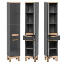 Die vielen dinge, die an jedem tag im bad genutzt werden, brauchen hier einen festen platz. Badezimmer Hochschrank Solna 56 Inkl Standfussen Hochglanz Grau B X