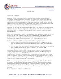 (although, if their doctor recommends one. Https Www Dshs State Tx Us Coronavirus Docs Lettertotxemployers Pdf
