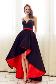 2018 Red Black High Low Prom Dresses With Sheer Straps Satin A Line Short Front Long Back Vestidos Largos Para Boda Vestido Campana Como Combinar Colores Ropa