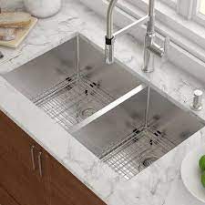 It measures a spacious 32 x 19 ¼ inches, giving you ample room in both bowls. 33 X 19 Double Basin Undermount Kitchen Sink With Drain Assembly Kitchensink Undermount Kitchen Sinks Best Kitchen Sinks Luxury Kitchen