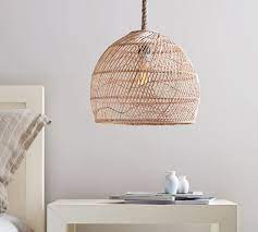 No wiring is needed either as it can plug into a wall outlet. Flora Rattan Pendant Pottery Barn