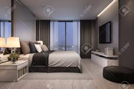 Escape from the stress of daily life with peaceful modern bedroom furniture. 3d Rendering Modern Luxury Bedroom Suite At Night With Cozy Design Stock Photo Picture And Royalty Free Image Image 96745653