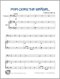 Print Pop Goes The Weasel Beginner Trombone Sheet Music Trombone Sheet Music Beginner Violin Sheet Music Sheet Music