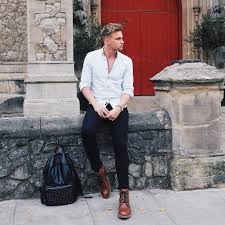 Black Jeans And Brown Boots Men 40 White Shirt Outfit Ideas For Men Styling Tips White Shirt Outfits White Shirt And Blue Jeans Blue Jeans Outfit Men