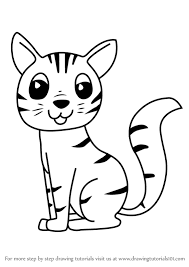 This is a perfect art project to challenge your kids to finish the background. Learn How To Draw A Cartoon Cat Cartoon Animals Step By Step Drawing Tutorials