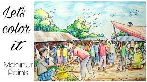 You can edit any of drawings via our online image editor before downloading. Easy Village Market Drawing Scene Novocom Top