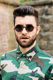 Beard Camo Round Glasses Mens Haircuts Short Sporty Hairstyles Mens Outfits