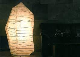 Brushed nickel floor lamp with paper shade and decorative faux wood base. Paperstone Standing Lamp Large Unique Japan
