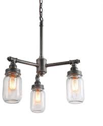 3 Light Chandelier Glass Jar Pendant Lighting Water Pipe Island Lighting Eclectic Chandeliers By Lnclighting Llc