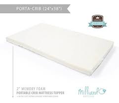 Milliard 2 Ventilated Memory Foam Portablecrib Mattress Topperwith Waterproof Cover 24x38 Crib Mattress Topper Crib Mattress Pad Memory Foam Mattress Topper