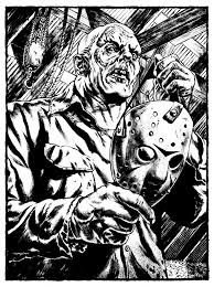 Jason Edmiston S Art Store Jason Voorhees Unmasked 13 X 17 Original Inked Art Horror Movie Art Horror Movie Tattoos Horror Artwork