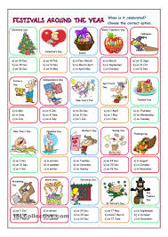Festivals Around The Year Multiple Choice Holiday Worksheets Kids Worksheets Printables Multiple Choice