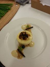 Caramel Cheese Cake Swirl With Walnut Crumble Creme Patissiere And Baby Lemon Balm Creme Patissiere Food Dishes Food