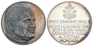 Beim schließen der heiligen pforte am 06.01.2001 (ende des heiligen jahres 2000). Muenzauktion Com 2942752 Medaille Papst Johannes Paul Ii Deutschlandreise 1980 Ag 999 24 6 G O 41 Mm