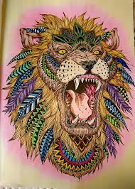 Coloured By Liz Norval Colouring Magnificent Creatures Medium Derwent Pencils And Chalk Pastel Background I Fina Lion Painting Tiger Art Owl Tattoo Sleeve