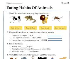 A healthy diet in this worksheet, students will look at the importance of a healthy and balanced diet and will look into what can happen if this balance is disturbed. Eating Habits Of Animals Class 3 Worksheet