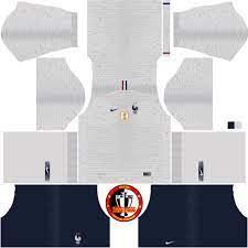 The local shirt makes use of the navy blue color that les bleus usually wear since the arrival of nike, combining with blue. France Dls 2018 Fts Dream League Soccer Kits