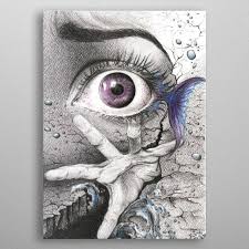 Learn To Swim Graphite And Colored Pencils Drawing Metal Poster Pencil Drawings Drawings Cartoon Drawings