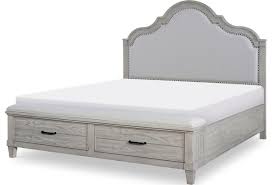 King size head and footboard, with handy builtin shelves to reflect your home furnishings at t. Legacy Classic Belhaven King Upholstered Panel Bed With Storage Footboard Belfort Furniture Upholstered Beds