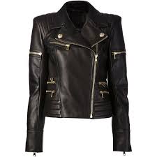 Balmain Women Black Leather Biker Jacket Leather Jacket Black Black Leather Biker Jacket Black Biker Jacket