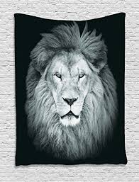 Ambesonne Safari Decor Collection Portrait Of Huge Male African Lion Head With Fire Mane Against Dark Backg Lion Wall Art Animal Canvas Paintings Animal Canvas