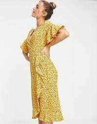 Ax Paris Ruffle Wrap Midi Dress In Floral Asos