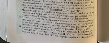 Monotherapy for bipolar i disorder. Solved Many Milliequivalents Of Potassium Chloride Are Re Chegg Com