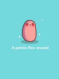Also, for some weird reason, i keep imagining this thing hanging on the ceiling fan and swinging around the. A Potato Flew Around My Room Before You Cameeee Kawaii Potato Cute Potato Cute Memes