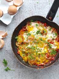 Crashed Eggs With Potatoes And Tomatoes Ceri Jones Chef Recipe Healthy Hearty Breakfast Brunch Dishes Tapas Dishes