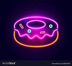 Donut Neon Image With Shining And Glowing Of Different Colors Product Decorated With Sweet Elements On Top Vector Il Neon Sign Art Neon Glow Neon Light Signs