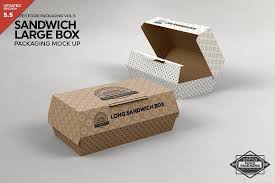 Large Sandwich Box Packaging Mockup Sandwich Box Food Box Packaging Box Packaging