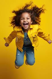 A Joyful Moment Of A Young Girl Jumping .
