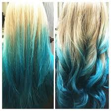 Ready to dip your toes into this striking colour trend? Turquoise Blonde Blue Ombre Hair Blue Ombre Hair Blonde Hair Color Dyed Blonde Hair