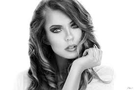 Download Black & White Face Woman Model HD Wallpaper by John Bouma