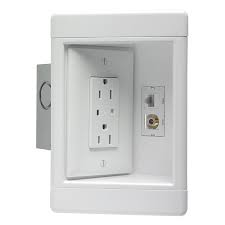Legrand 1 Gang Recessed Tv Media Box Kit With Surge Suppressing Outlet Low Voltage Brush Insert And Metal Electrical Box White Tv1wmtvsswcc2 The Home Depot Metal Electrical Box Tv Media Wall Mounted