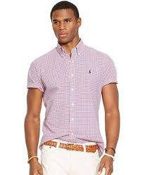 Polo Ralph Lauren Short Sleeved Checked Poplin Shirt Casual Button Down Shirts Men Macy S Casual Shirts For Men Ralph Lauren Shorts Men Casual Shirts