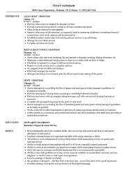 host hostess resume samples velvet jobs