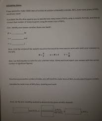 Milligrams conversion calculators, tables and forumas. Calculating Grams If You Wanted To Make 0 800 Liters Chegg Com