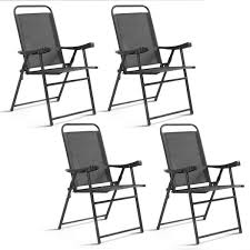 Giantex 4 Packs Folding Chairs Patio Sling Chairs Outdoor Portable Chairs Furniture Camping Pool Beach Deck Di Outdoor Chairs Sling Chair Outdoor Dining Chairs