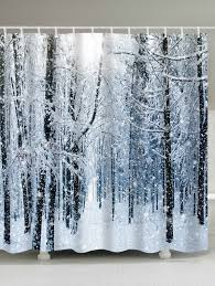 Christmas Snow Forest Print Waterproof Bath Curtain Christmas Shower Curtains Christmas Shower Snow Forest
